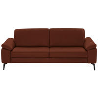 3-SITZER-SOFA Echtleder Rotbraun  - Rotbraun/Schwarz, Design, Leder/Metall (224/88/100cm) - Valdera
