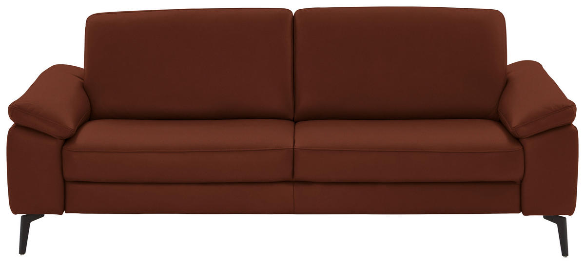 3-SITZER-SOFA Echtleder Rotbraun  - Rotbraun/Schwarz, Design, Leder/Metall (224/88/100cm) - Valdera