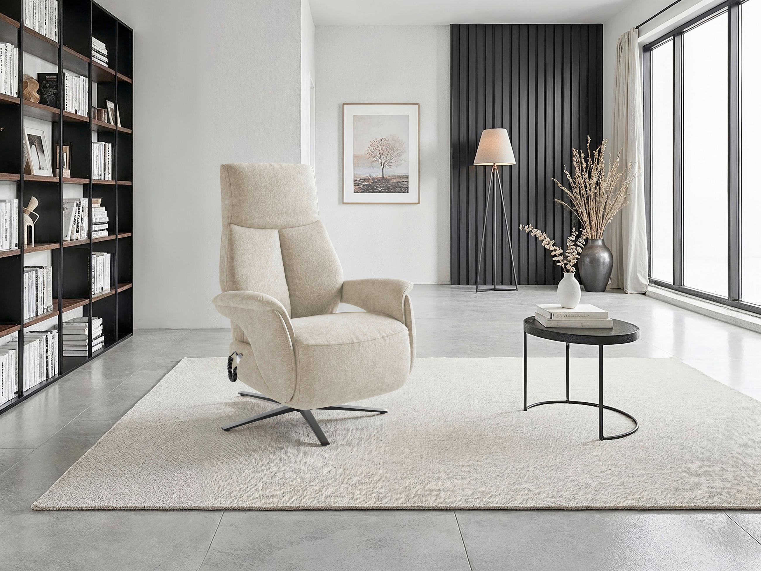RELAXSESSEL Textil Silberfarben  - Silberfarben/Schwarz, Basics, Textil/Metall (75/110/85cm) - Sit & More