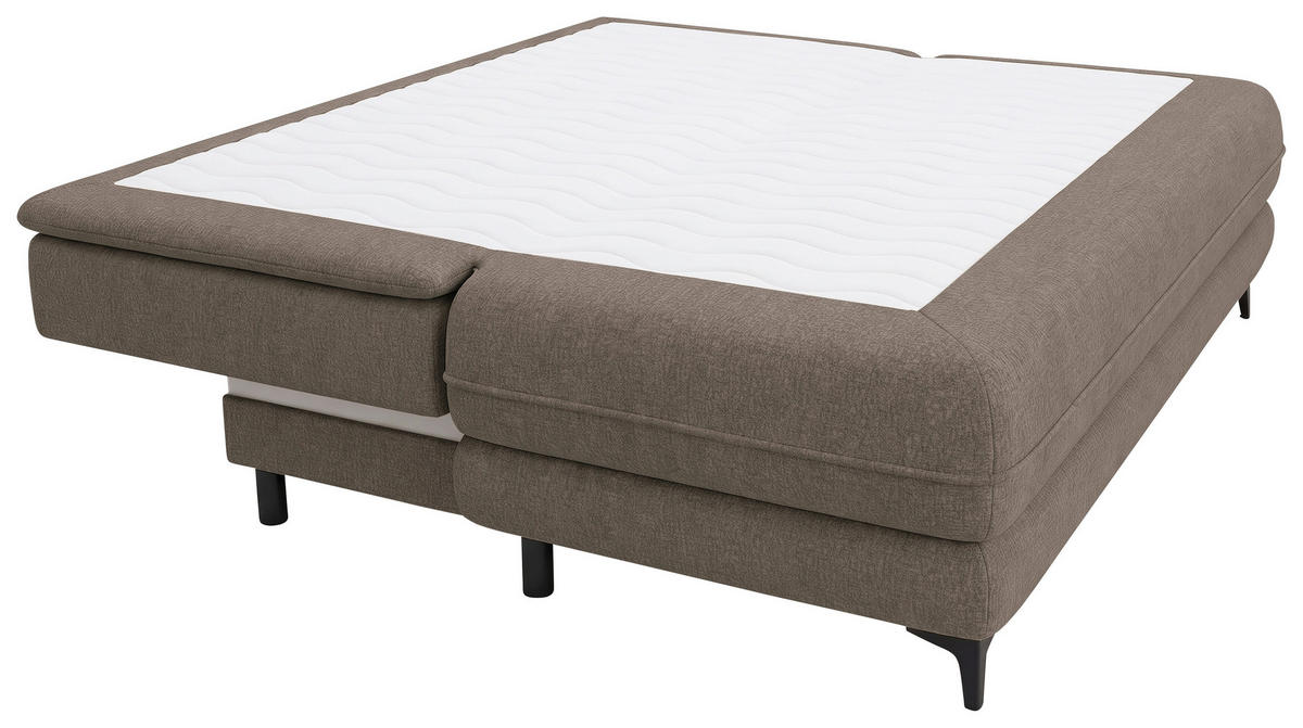 SCHLAFSOFA Chenille Taupe  inkl. Bettkasten, Schlaffunktion, Topper  - Taupe/Schwarz, Design, Textil/Metall (200/95/92cm) - Stylife