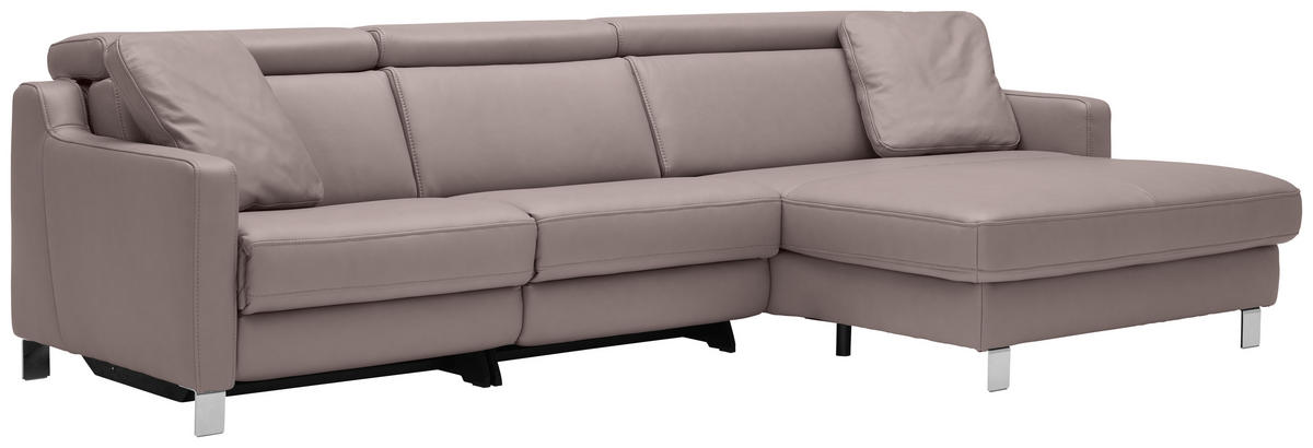 ECKSOFA  in Echtleder Grau  291/176 cm  - Chromfarben/Grau, Design, Leder/Metall (291/176cm) - Valdera