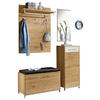 GARDEROBE 5-teilig  in 140/195/40 cm  - Eichefarben/Anthrazit, Design, Glas/Holz (140/195/40cm)