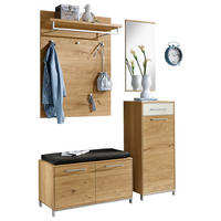 GARDEROBE 5-teilig  in 140/195/40 cm  - Eichefarben/Anthrazit, Design, Glas/Holz (140/195/40cm)