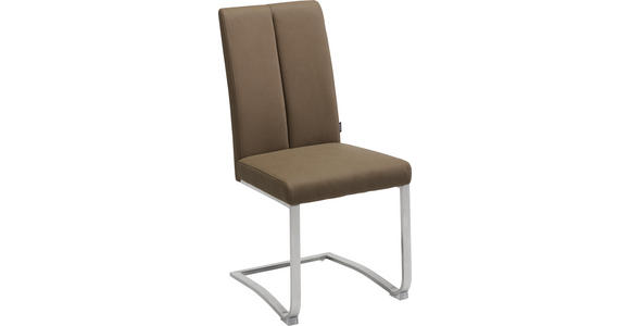 SCHWINGSTUHL in Metall, Textil Edelstahlfarben, Taupe - Taupe/Edelstahlfarben, Design, Textil/Metall (43,5/95/62cm) - Xora