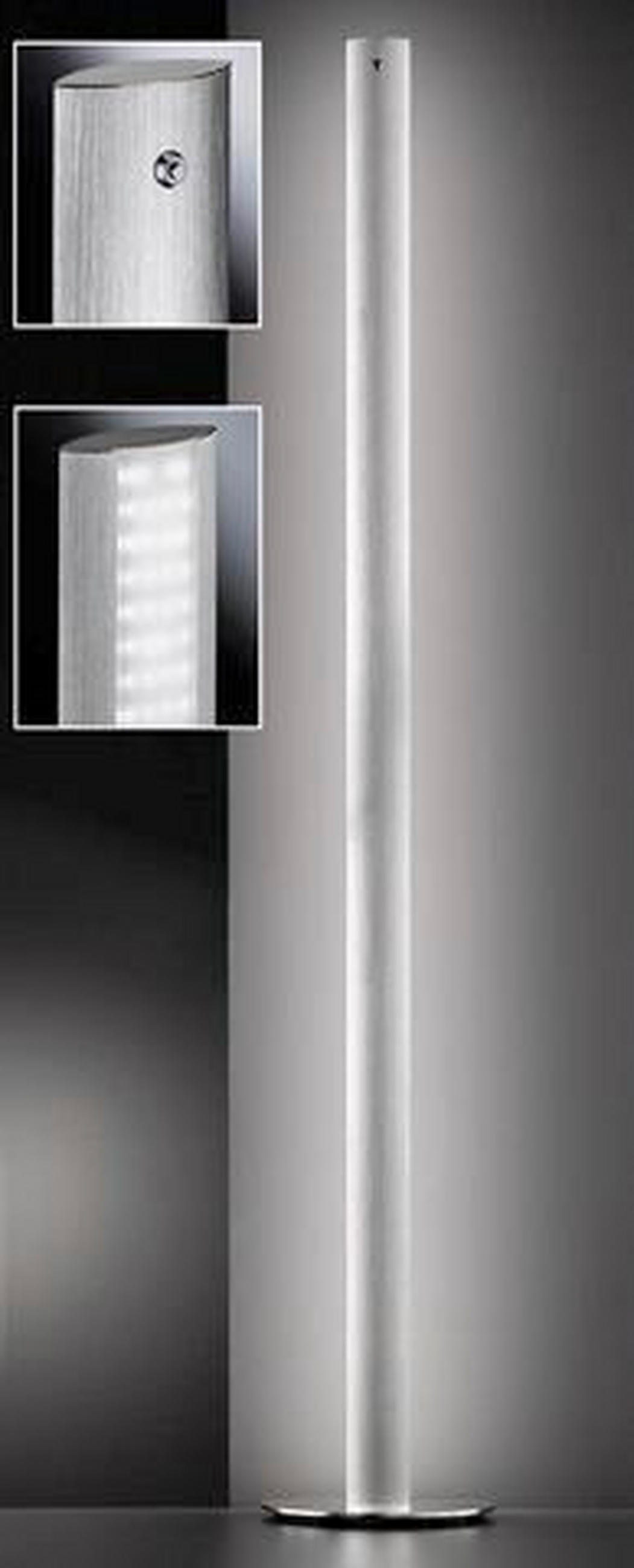 LED-GOLVLAMPA Beat 24/140 cm    - aluminiumfärg/nickelfärgad, Design, metall (24/140cm) - Fischer & Honsel