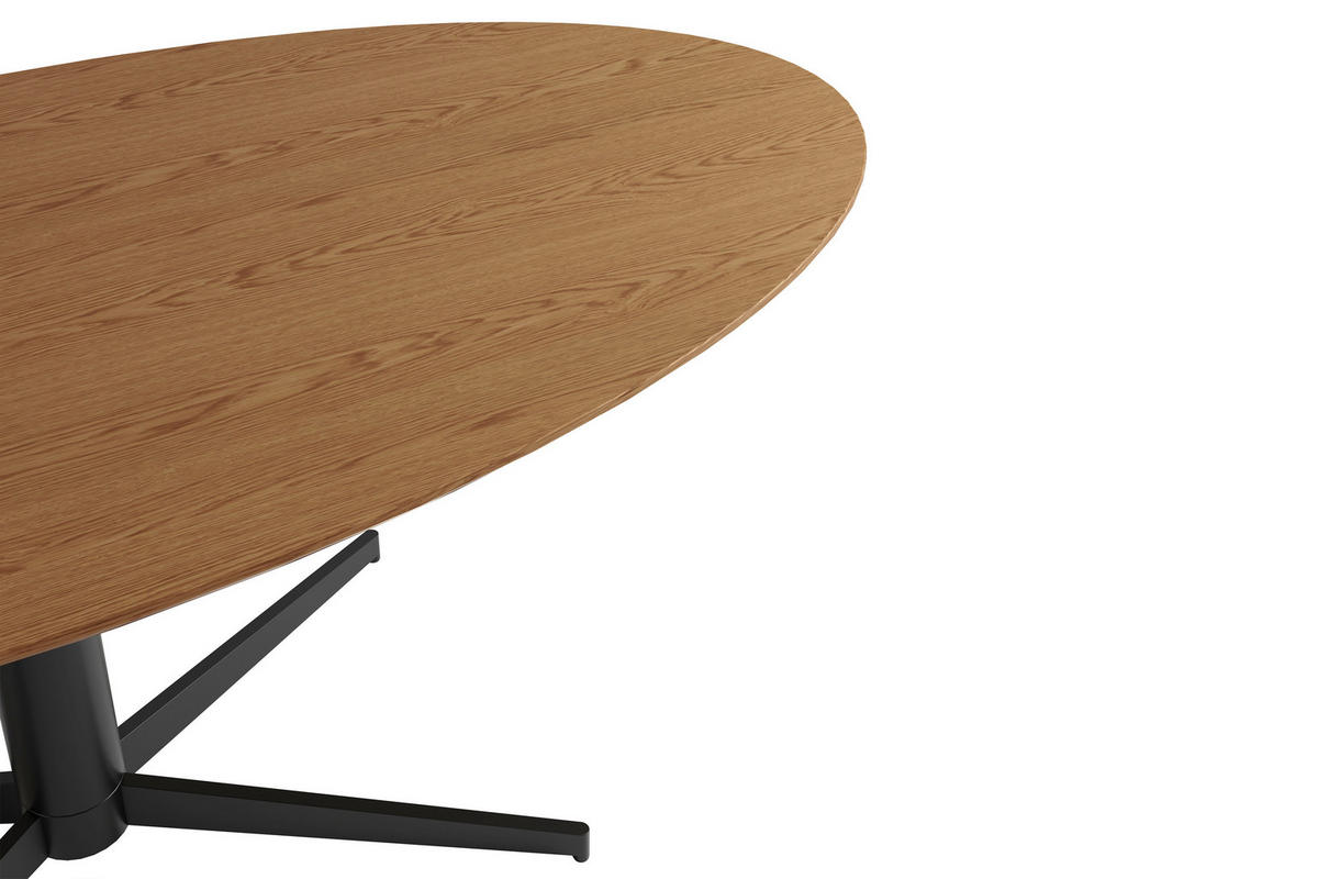 ESSTISCH 200/100/76 cm Echtholz  Metall, Holzwerkstoff in verschiedenen Größen erhältlich oval Eichefarben  - Eichefarben/Schwarz, MODERN, Holzwerkstoff/Metall (200/100/76cm) - Schöner Wohnen