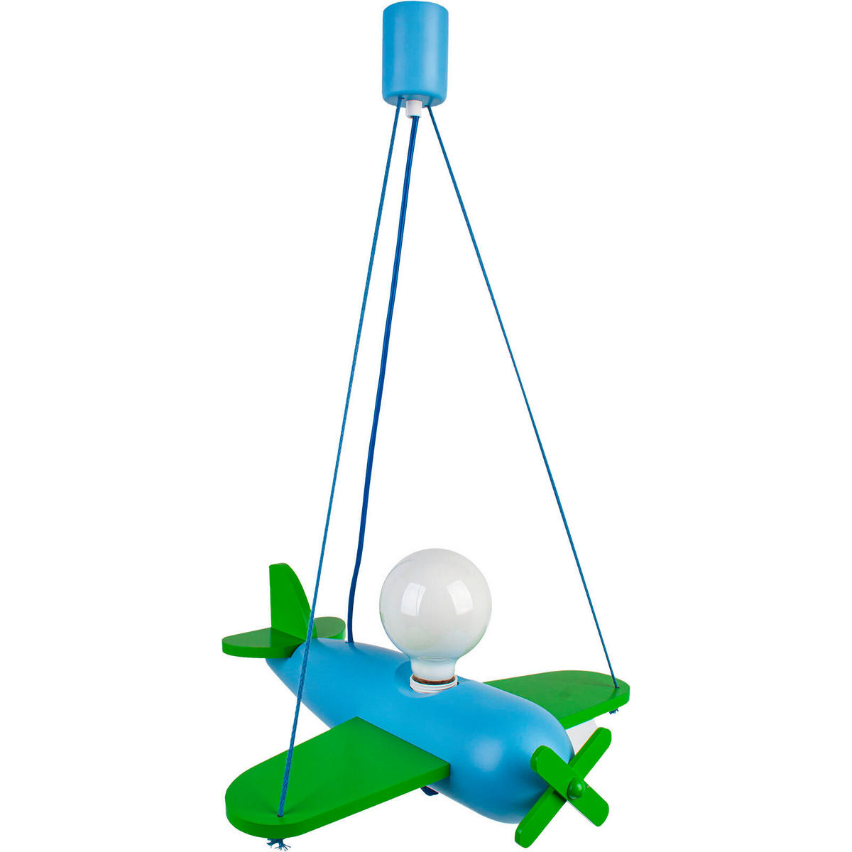 KINDERHÄNGELEUCHTE 42/47/75 cm   - Blau/Grün, Basics, Holz (42/47/75cm)
