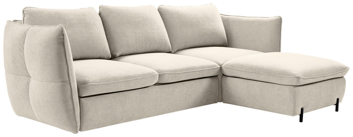 ECKSOFA Beige  - Beige/Schwarz, MODERN, Textil/Metall (262/178cm) - MID.YOU