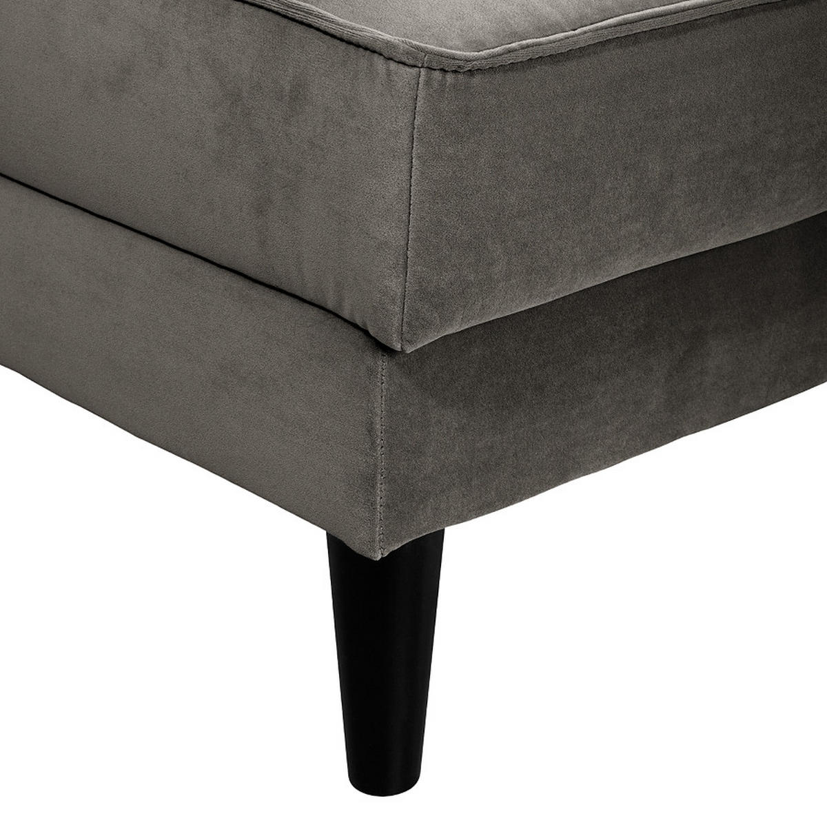 ECKSCHLAFSOFA in Samt, Velours Grau  - Wengefarben/Grau, Modern, Holz/Textil (280/85/169cm) - Trendmanufaktur