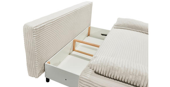 SCHLAFSOFA Cord Hellgrau Rückenkissen, Armlehnenkissen, Bettkasten, Schlaffunktion, Rücken echt, Liegefläche im Originalstoff  - Hellgrau/Schwarz, KONVENTIONELL, Kunststoff/Textil (211/96/105cm) - Carryhome