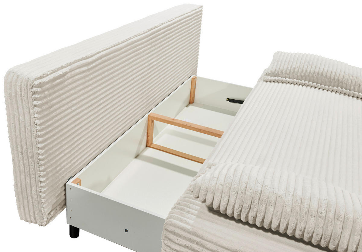 SCHLAFSOFA  mit Cord Hellgrau  - Hellgrau/Schwarz, KONVENTIONELL, Kunststoff/Textil (211/96/105cm) - Carryhome