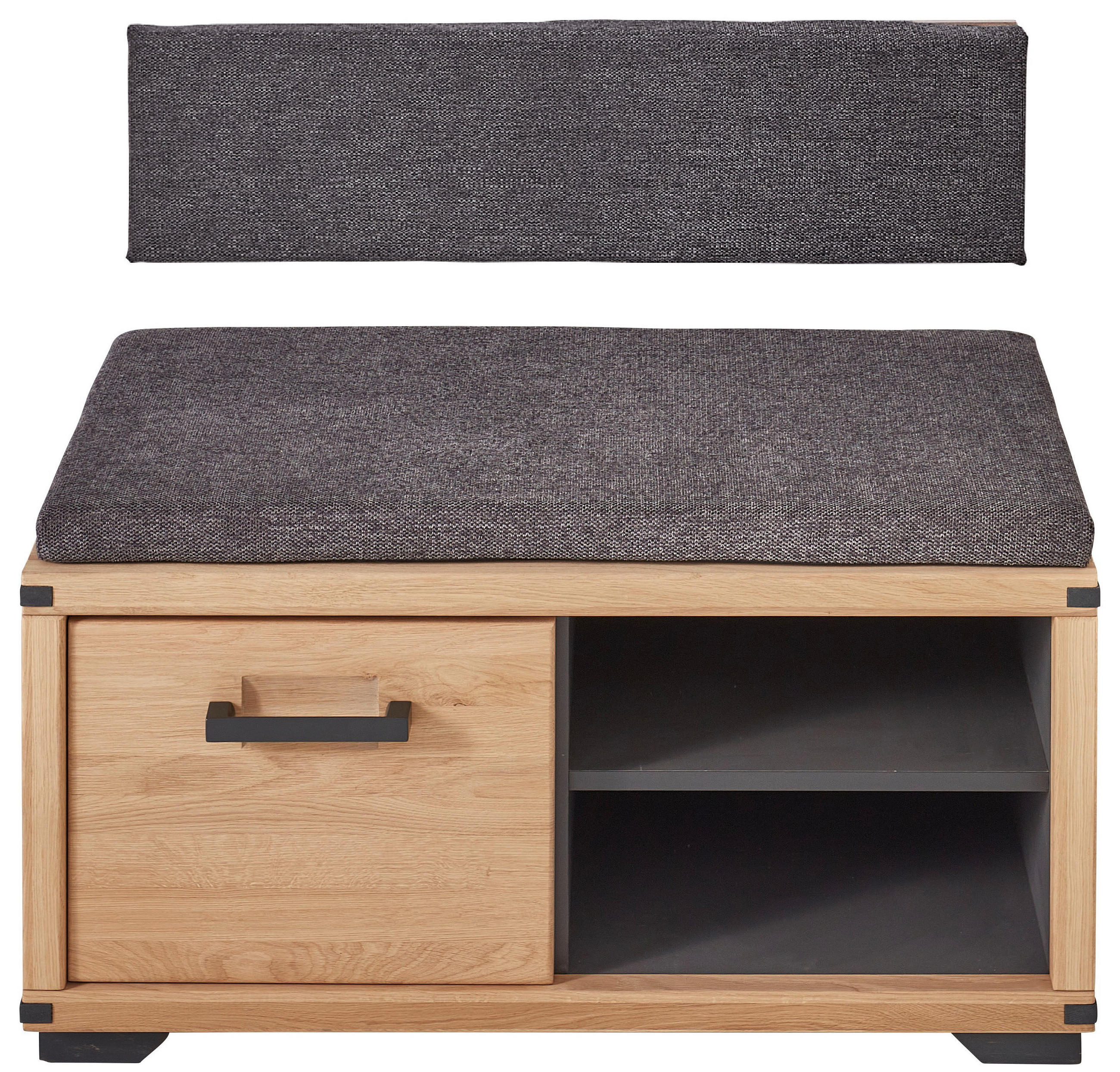 GARDEROBENBANK  in 85,1/44,6/40,5 cm  - Anthrazit/Graphitfarben, Natur, Holz/Textil (85,1/44,6/40,5cm) - Linea Natura