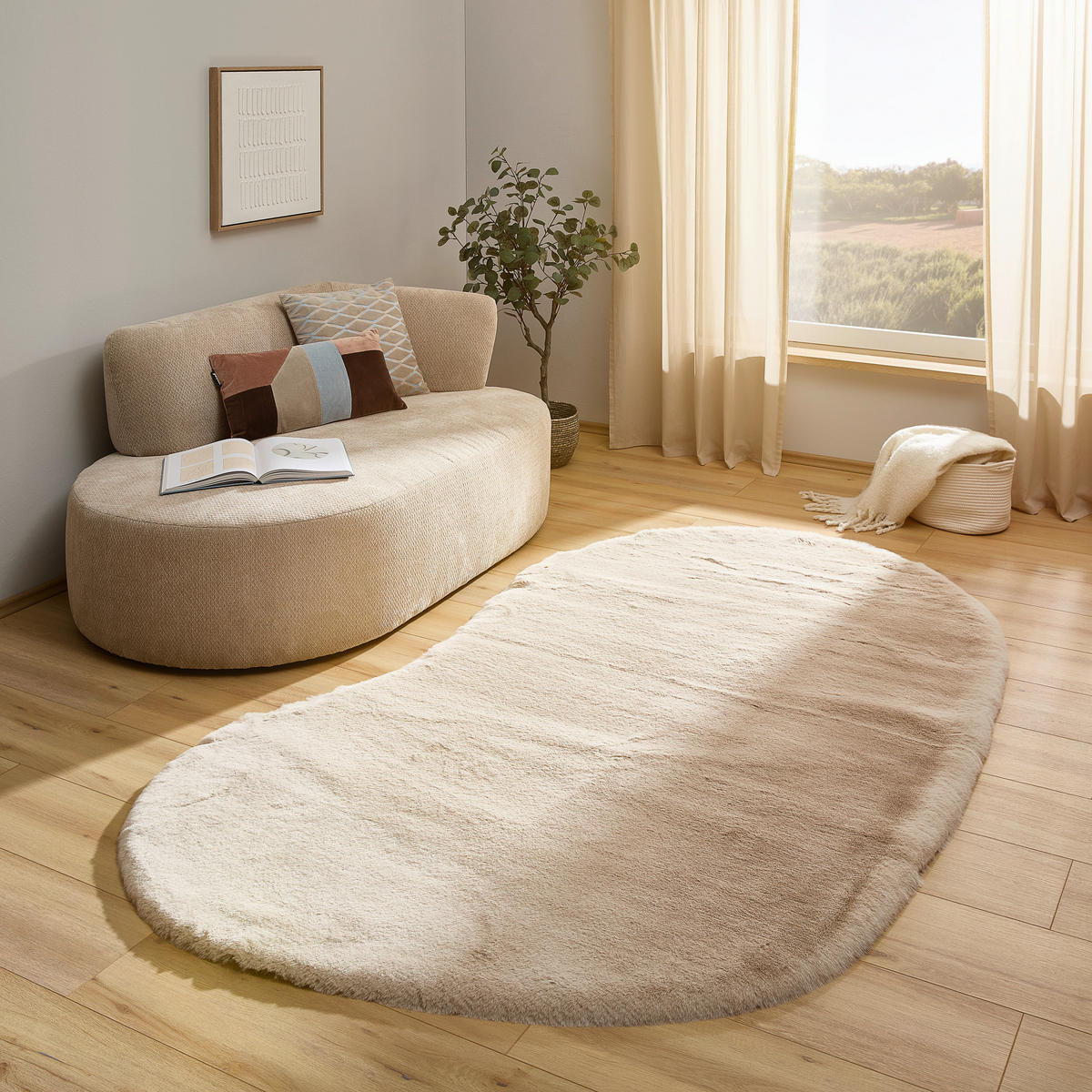 HOCHFLORTEPPICH 200/290 cm Weiß organisch  - Weiß, Basics, Textil (200/290cm) - Novel