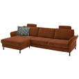 ECKSOFA  in Chenille, Flachgewebe Rostfarben  175/316 cm  - Rostfarben/Schwarz, Design, Textil/Metall (175/316cm) - Dieter Knoll