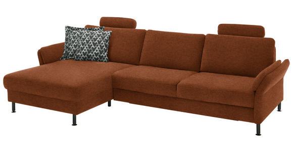 ECKSOFA  in Chenille, Flachgewebe Rostfarben  175/316 cm  - Rostfarben/Schwarz, Design, Textil/Metall (175/316cm) - Dieter Knoll