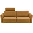 2-SITZER-SOFA  in Echtleder Currygelb   - Currygelb/Eichefarben, Natur, Leder/Holz (207/86/87cm) - Valnatura