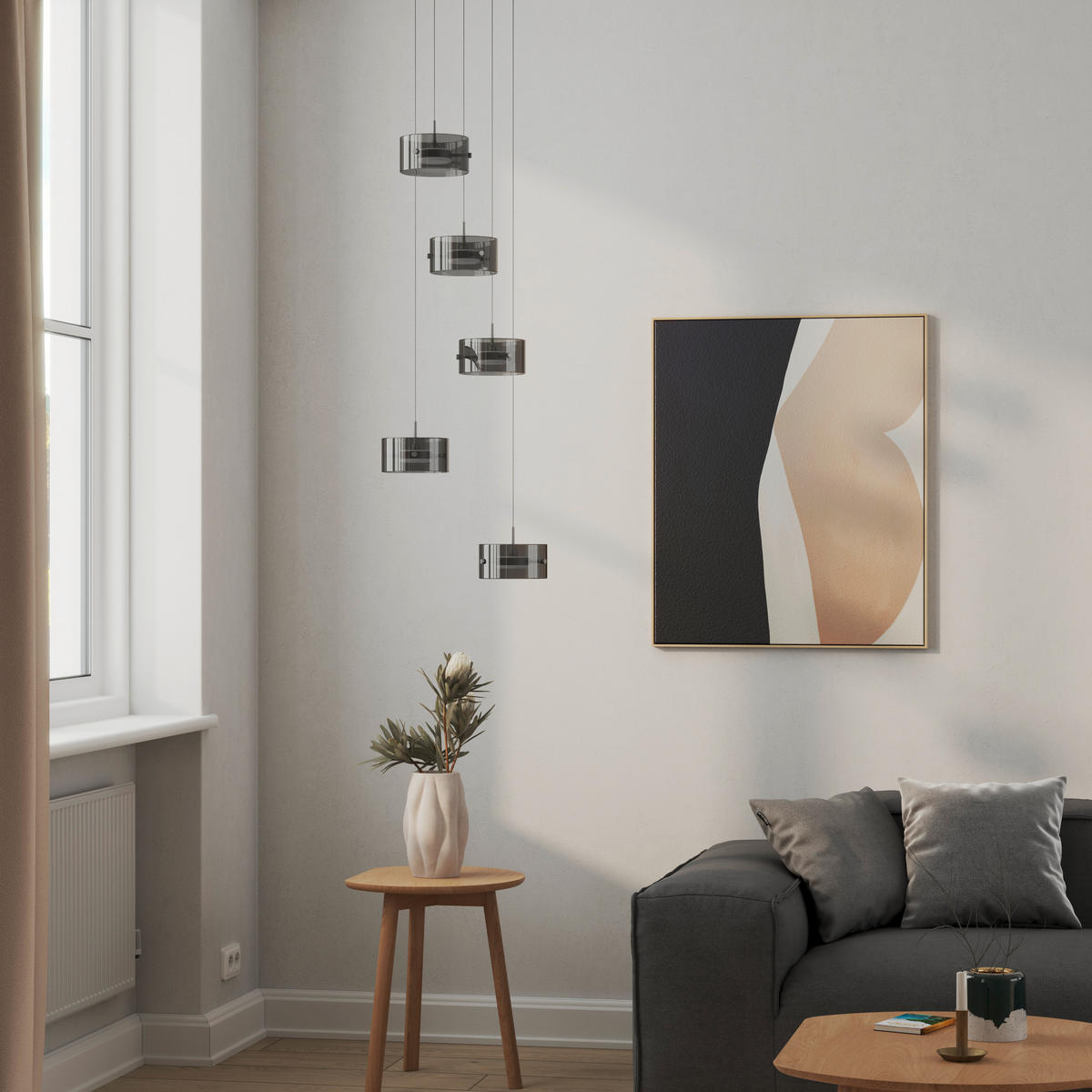 LED-HÄNGELEUCHTE 43/150 cm  - Schwarz, Design, Glas/Kunststoff (43/150cm) - Novel