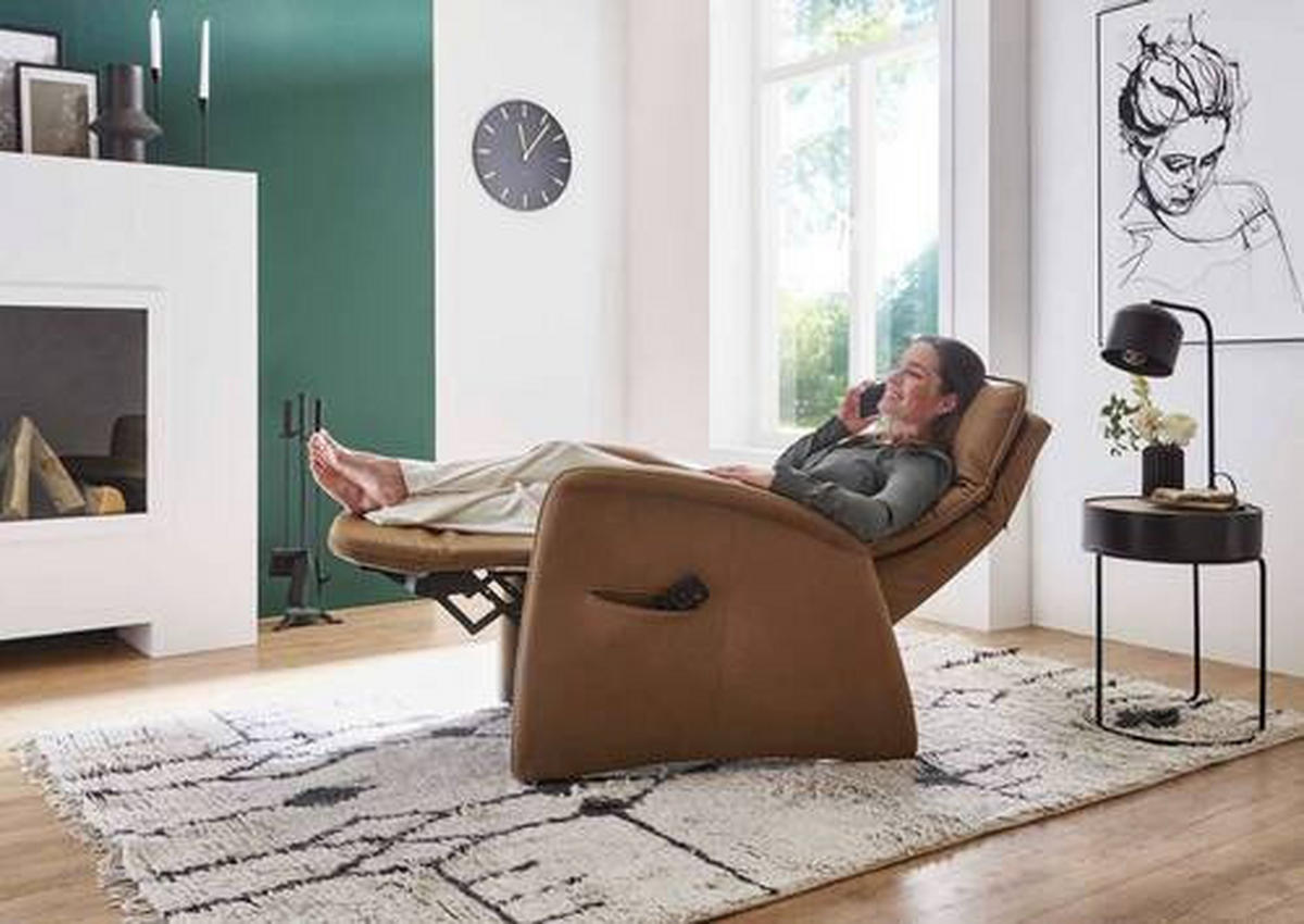 RELAXSESSEL in Textil Braun  - Schwarz/Braun, Design, Kunststoff/Textil (90/114/87-176cm) - Valdera