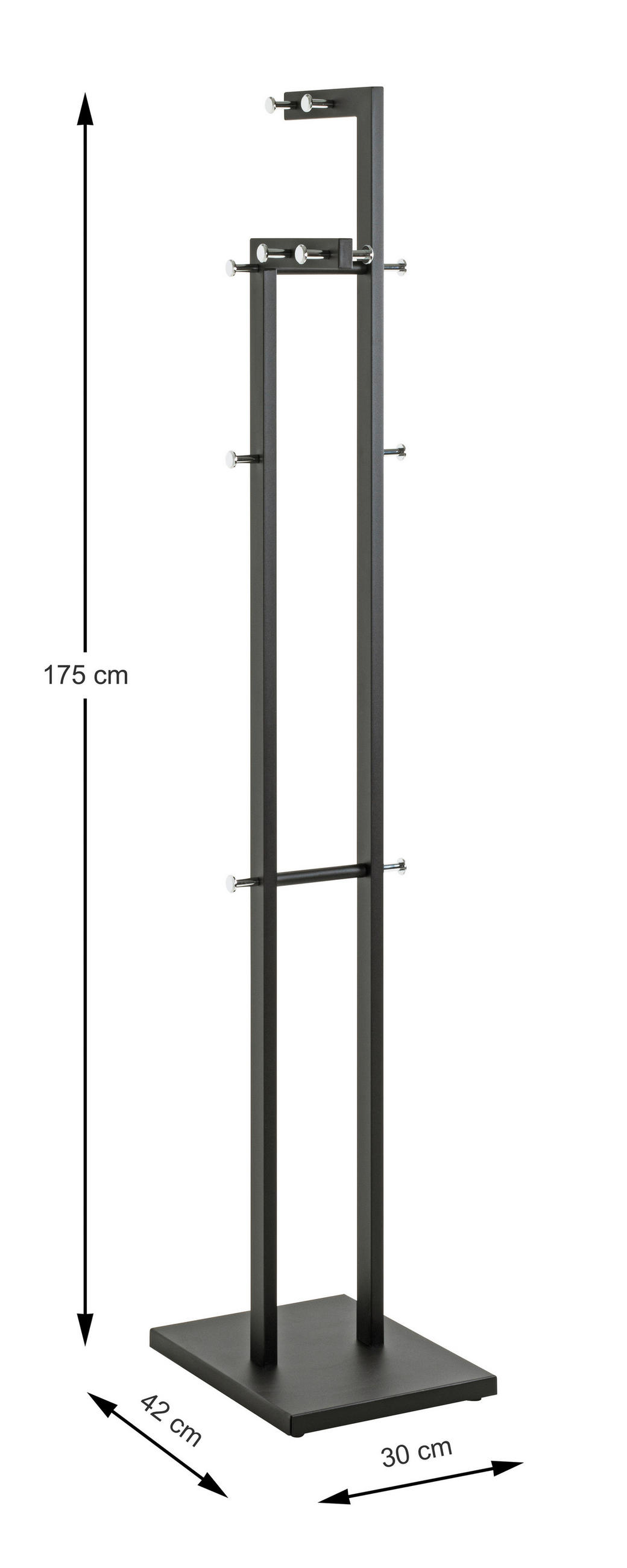 GARDEROBENSTÄNDER in Schwarz, Chromfarben 42/175/30 cm   - Chromfarben/Schwarz, Design, Metall (42/175/30cm)