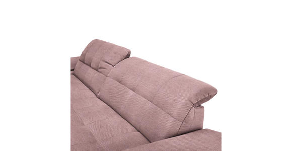 ECKSOFA  in Mikrofaser Altrosa Rücken echt, Kopfteilverstellung  180/265 cm  - Chromfarben/Altrosa, Design, Textil/Metall (180/265cm) - Carryhome