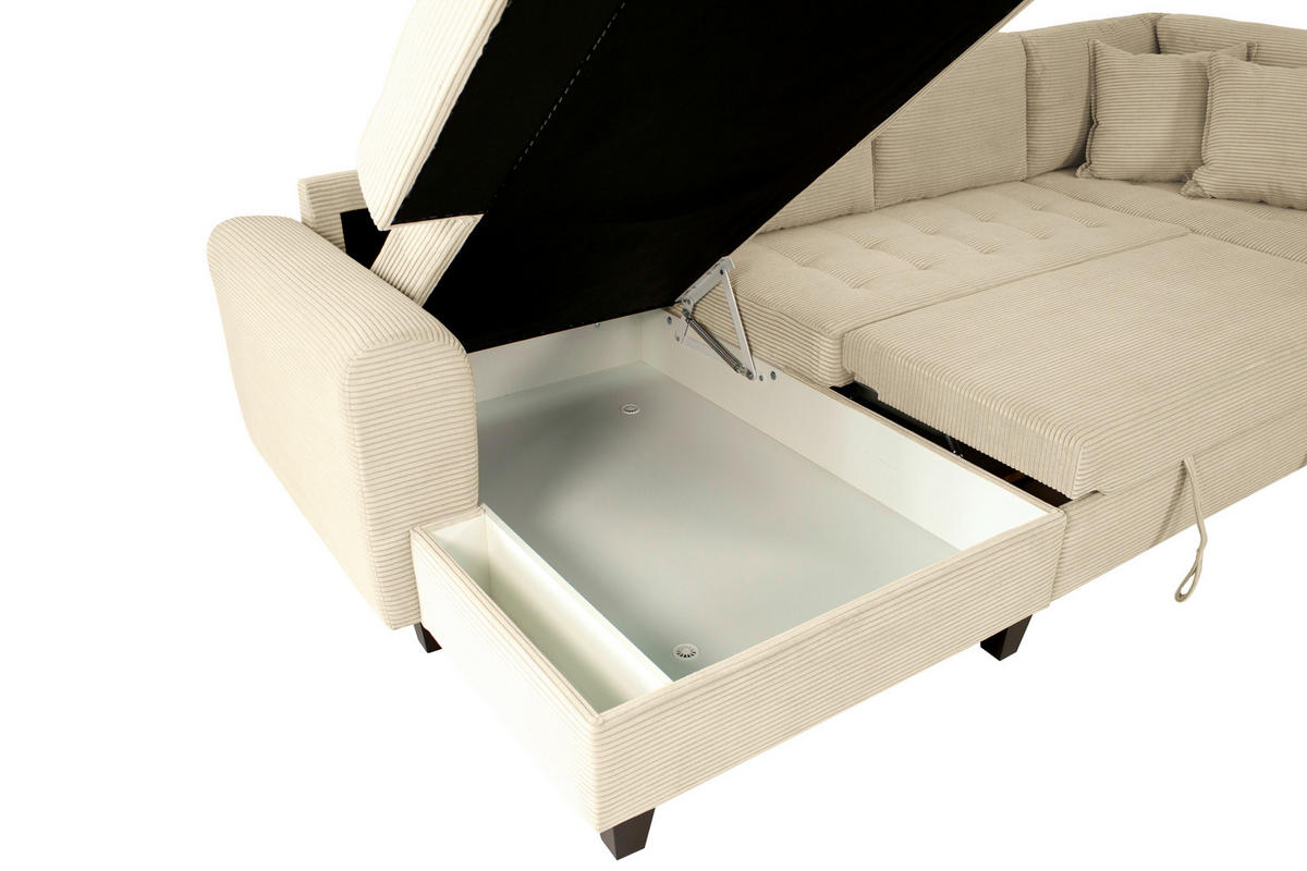 WOHNLANDSCHAFT MORITZ Creme Cord  - Creme, Trend, Textil (155/324/178cm) - P & B