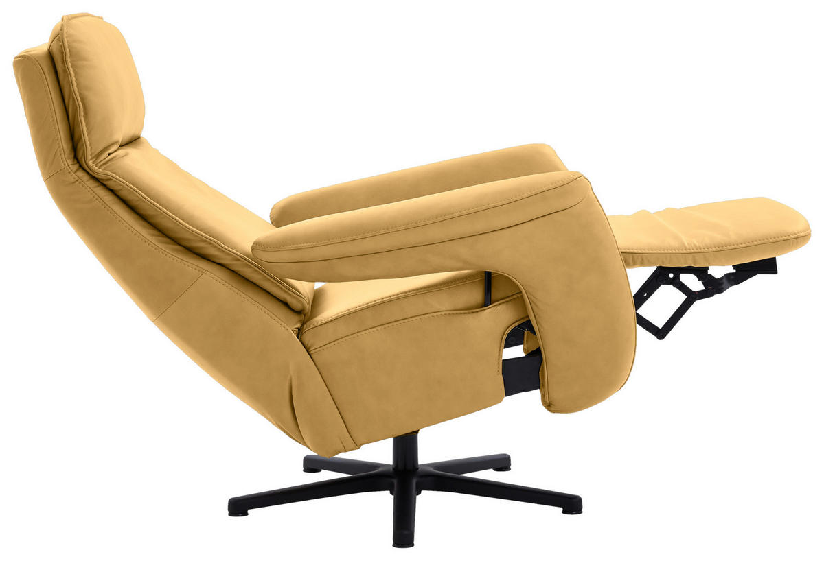 RELAXSESSEL in Leder Gelb  - Gelb/Schwarz, Design, Leder/Metall (83/112/87-174cm) - Valdera