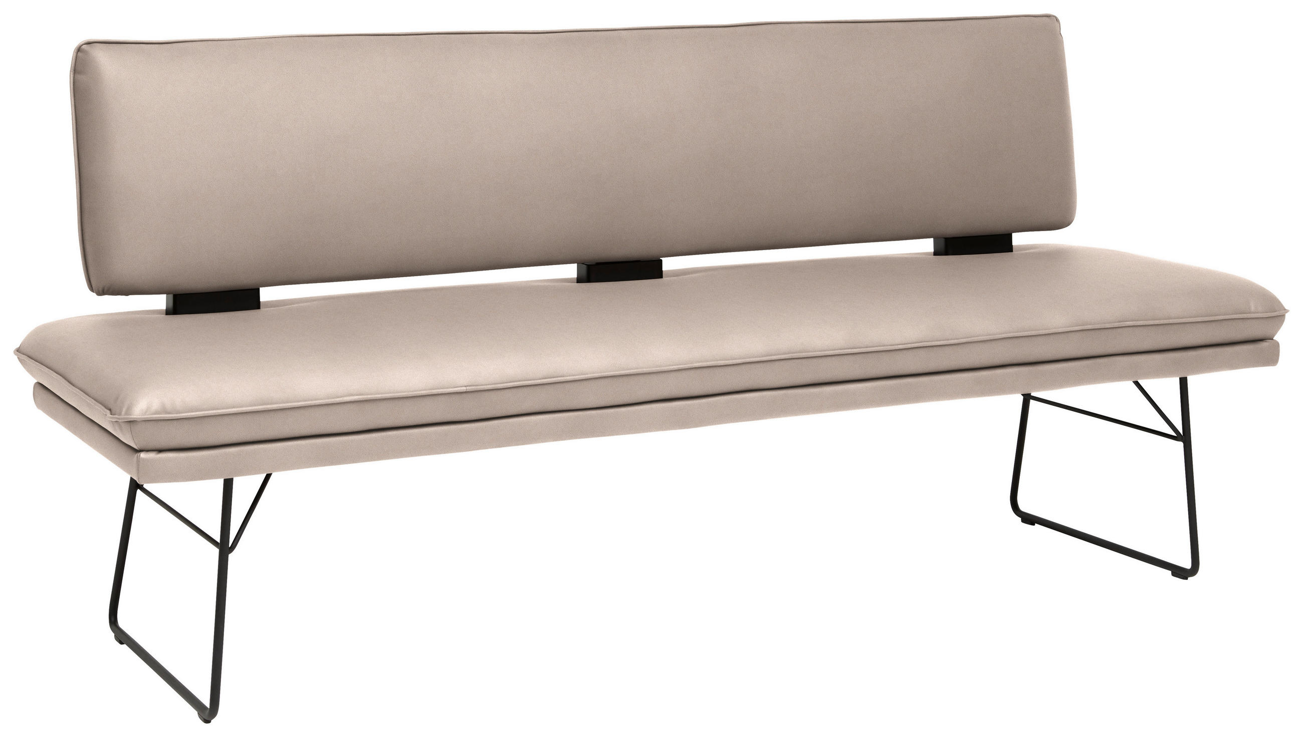 SITZBANK in Metall, Textil Schwarz, Greige  - Greige/Schwarz, Design, Textil/Metall (195/91/65cm) - Dieter Knoll