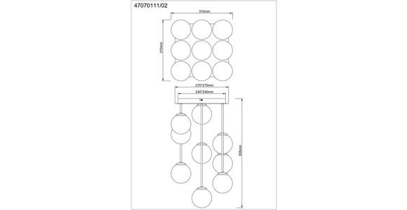 HÄNGELEUCHTE 31/31/55,5 cm  - Goldfarben/Weiß, Trend, Glas/Metall (31/31/55,5cm) - Novel