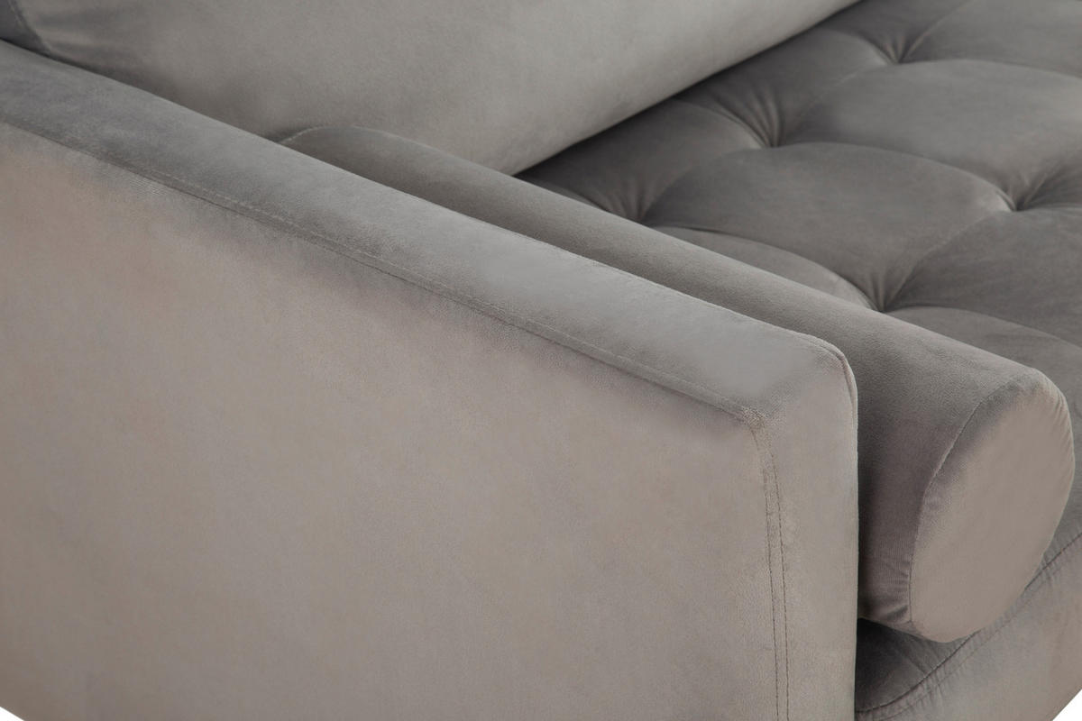 3-SITZER-SOFA Samt Grau  - Schwarz/Grau, MODERN, Holz/Textil (211/88/89cm) - P & B
