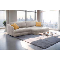 ECKSOFA LUSH Hellbraun Cord  - Hellbraun/Gelb, Design, Kunststoff/Textil (284/161cm) - Livetastic