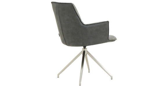 ARMLEHNSTUHL in Edelstahl Mikrofaser, Leinenoptik - Edelstahlfarben/Anthrazit, Design, Textil/Metall (59/89,5/63cm) - Novel