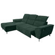 ECKSOFA Dunkelgrün Cord  - Dunkelgrün/Schwarz, KONVENTIONELL, Textil/Metall (196/290cm) - Carryhome