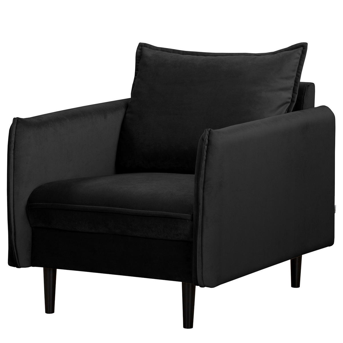 SESSEL in Samt Schwarz  - Schwarz, Design, Holz/Textil (74/86/100cm) - P & B