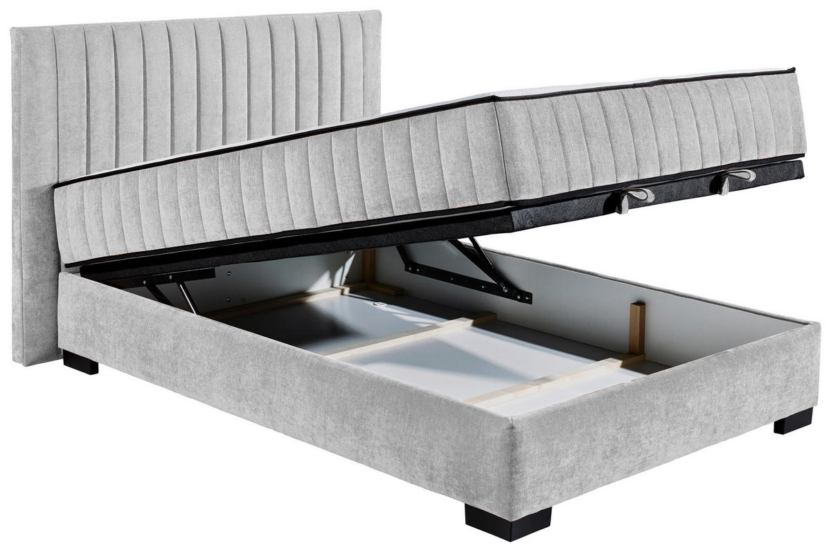 BOXBETT 140/200 cm  in Hellgrau  - Hellgrau/Schwarz, MODERN, Holzwerkstoff/Kunststoff (140/200cm) - MID.YOU