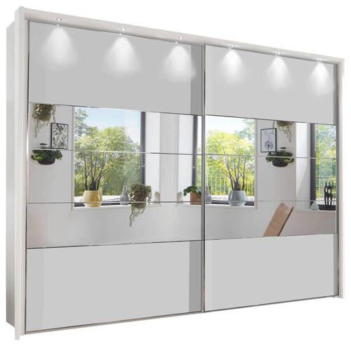 DULAP CU UșI CULISANTE in alb  - alb, Design, sticlă/material pe bază de lemn (300/236/67cm) - Voleo
