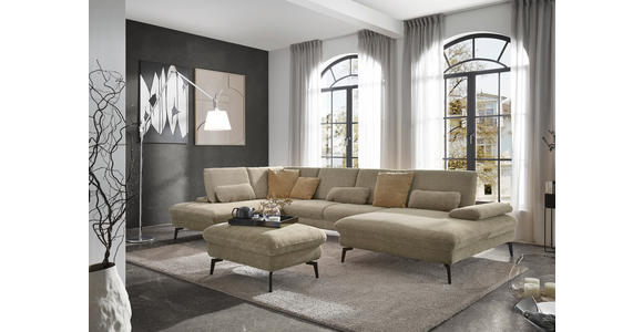 WOHNLANDSCHAFT in Webstoff Beige - Beige/Schwarz, Design, Textil/Metall (208/354/157cm) - Dieter Knoll