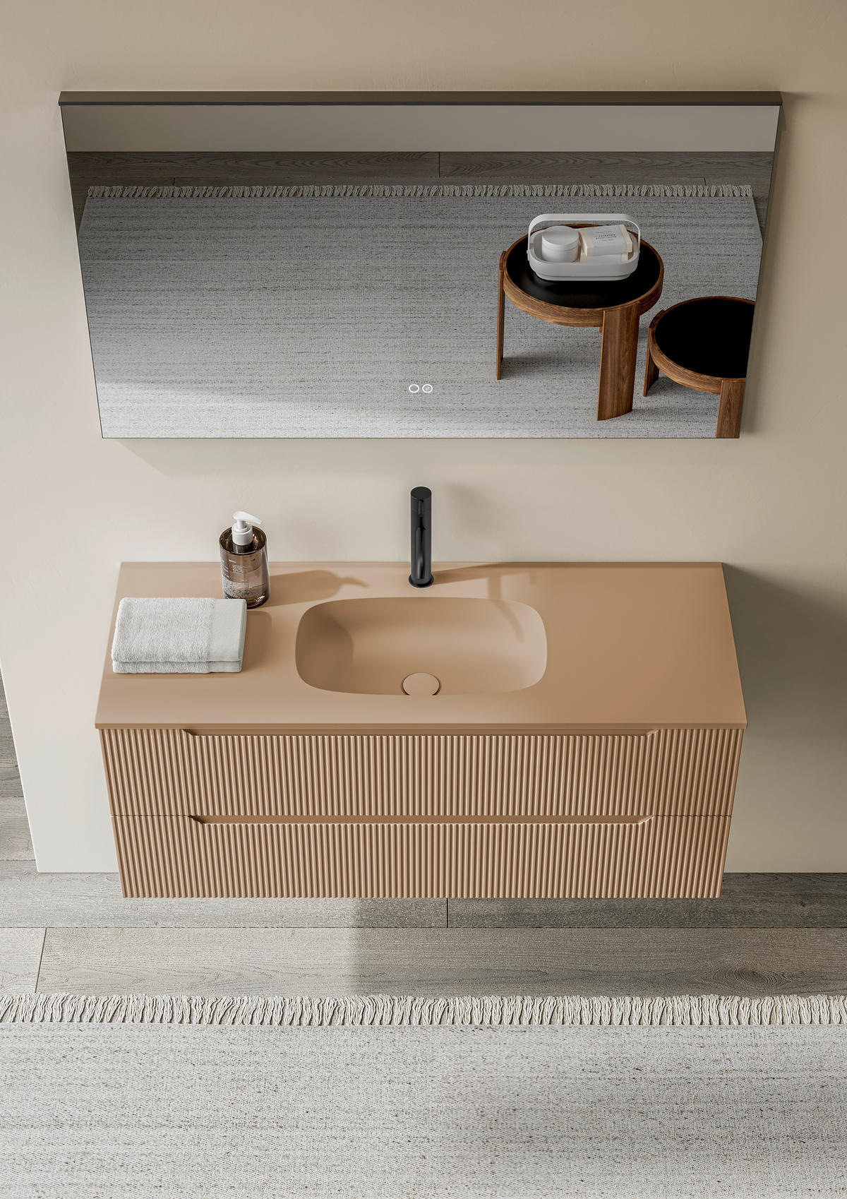 BADEZIMMER 3-teilig 120 cm  - Weiss/Altrosa, Konventionell, Holzwerkstoff/Stein (120cm) - Belluti