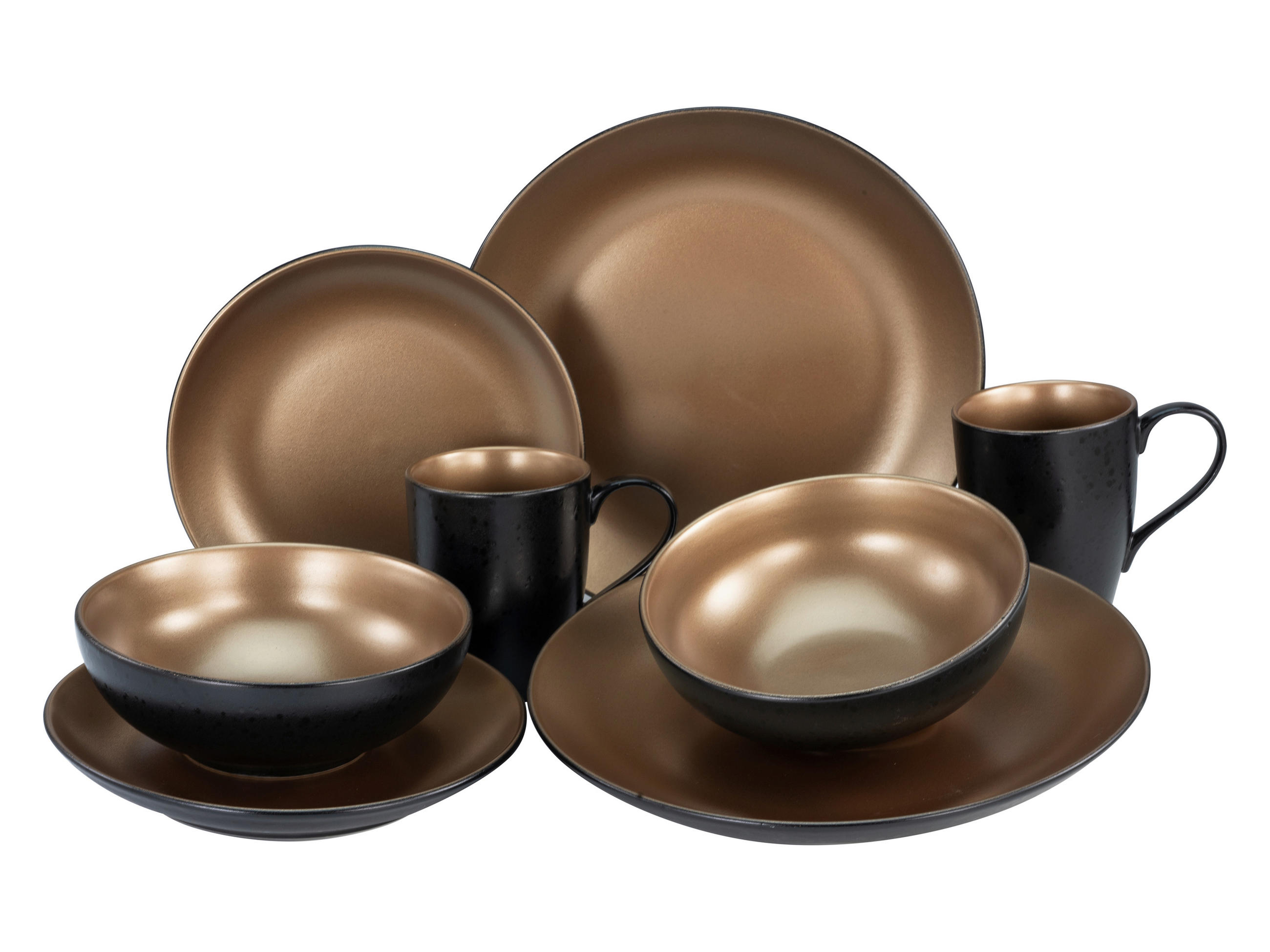 KOMBISERVICE Glamour Gold 8-teilig  - Goldfarben/Schwarz, Keramik - Creatable