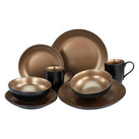 KOMBISERVICE Schwarz, Goldfarben Glamour Gold 8-teilig 2 Personen  - Goldfarben/Schwarz, Keramik - Creatable
