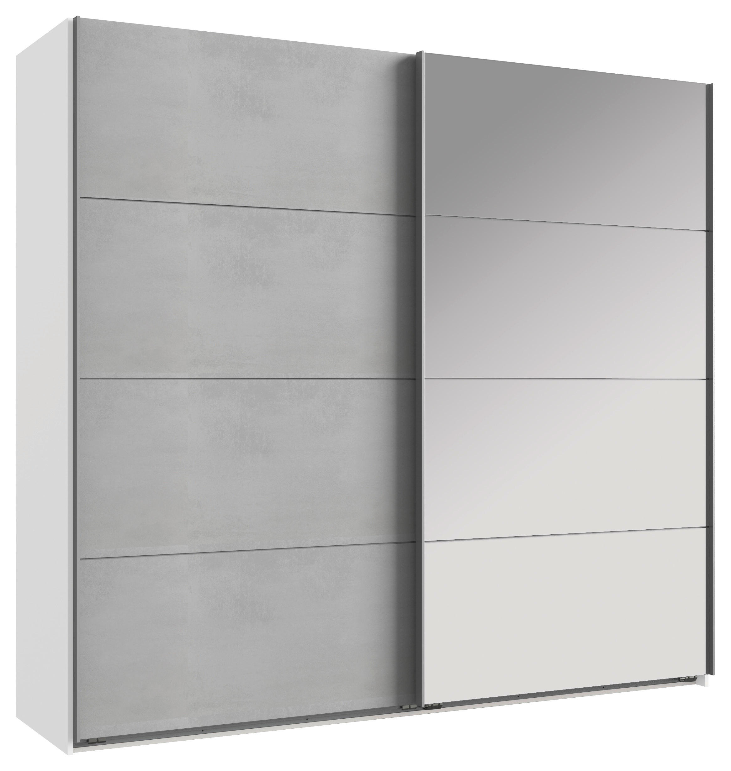 GARDEROB MED SKJUTDÖRRAR 225/210/65 cm 2-dörrar - vit/aluminiumfärg, Design, metall/trämaterial (225/210/65cm) - Carryhome