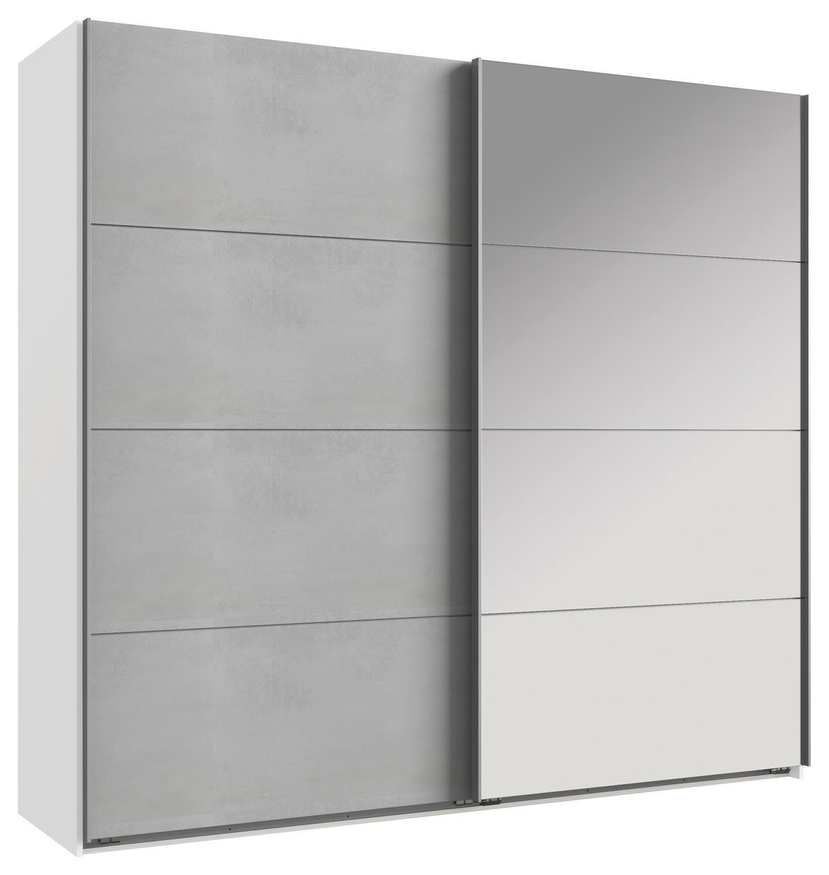 GARDEROB MED SKJUTDÖRRAR 225/210/65 cm 2-dörrar - vit/aluminiumfärg, Design, metall/trämaterial (225/210/65cm) - Carryhome