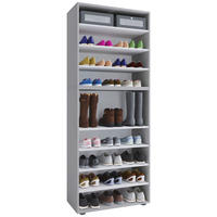 STALAK ZA OBUĆU  siva  drvni materijal     - siva/crna, Konvencionalno, drvni materijal/plastika (70/183/37cm) - MID.YOU