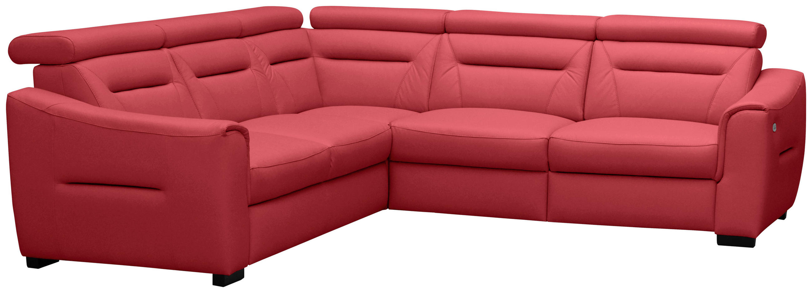 ECKSOFA Lederlook Echtleder Rot  - Wengefarben/Rot, Design, Leder/Holz (260/260cm) - Celina Home
