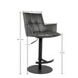 BARHOCKER Echtleder Anthrazit, Schwarz Eisen Sitzfläche 360° drehbar, inklusive Armlehnen  - Anthrazit/Schwarz, Design, Leder/Metall (56/89,5-115/56cm) - Novel