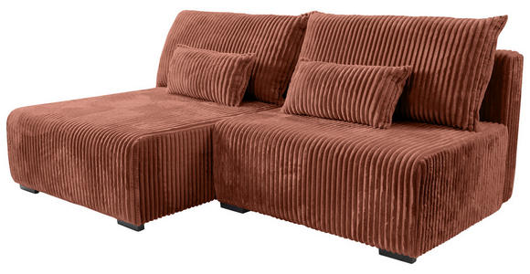 ECKSOFA in Cord Bronzefarben  - Schwarz/Bronzefarben, MODERN, Holz/Textil (145/210cm) - Carryhome