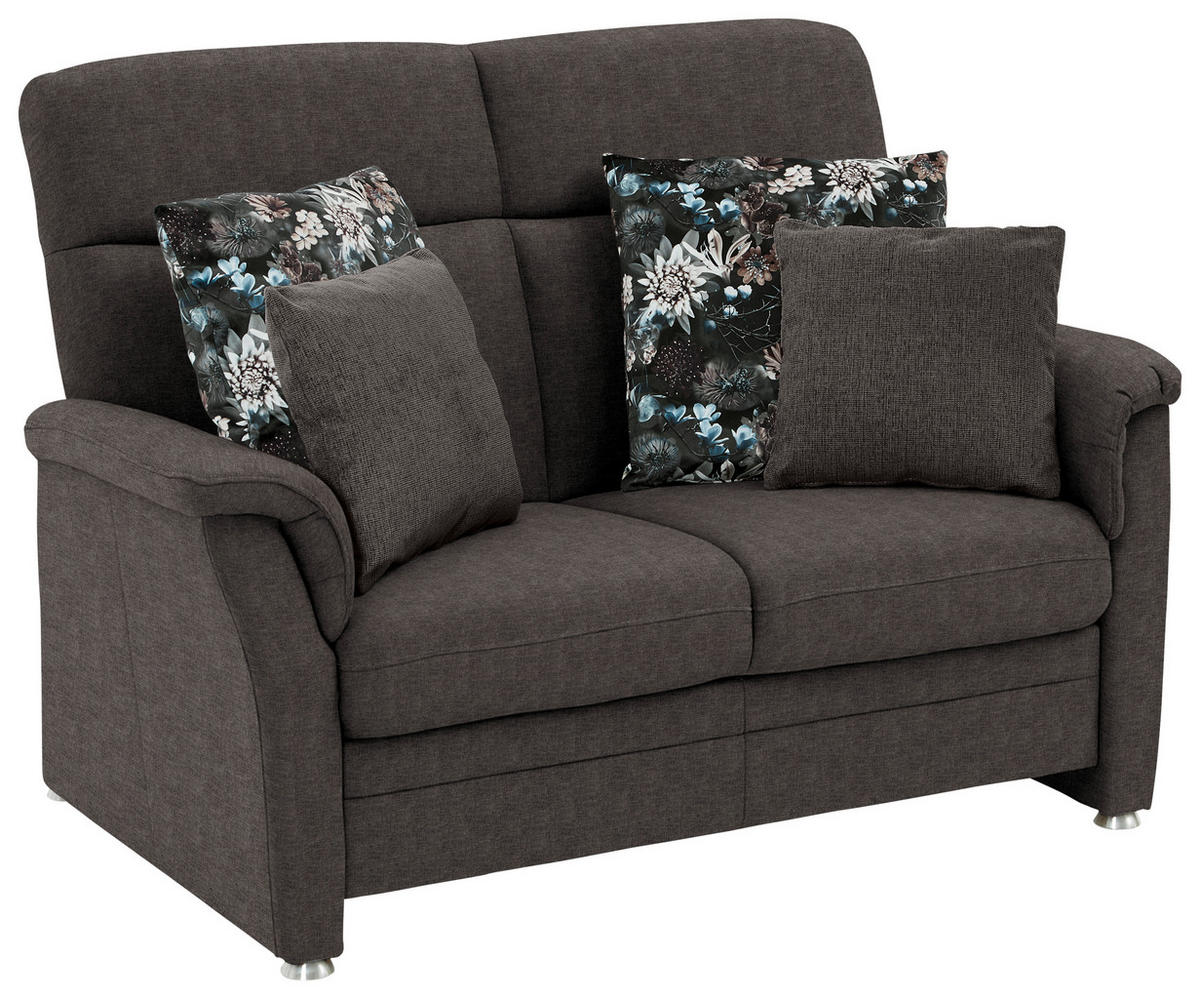 2-SITZER-SOFA  in Flachgewebe Dunkelbraun  - Dunkelbraun/Alufarben, KONVENTIONELL, Textil/Metall (142/100/89cm) - Beldomo Comfort