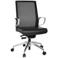 DREHSTUHL  in Lederlook, Netzbespannung Schwarz  - Schwarz, MODERN, Kunststoff/Textil (57/110/50cm) - MID.YOU