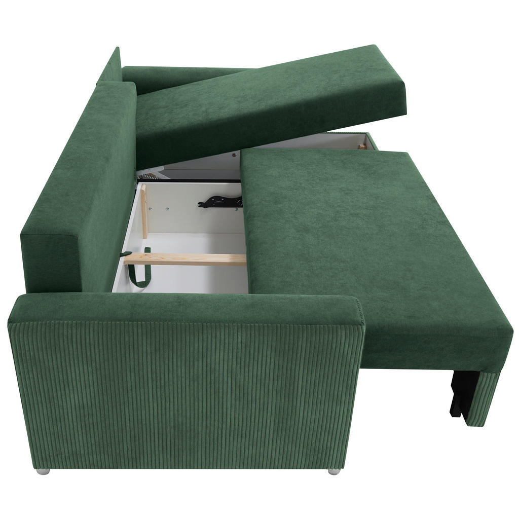 Thumbnail - Livetastic Ecksofa, Grün, Textil, 3-Sitzer, Füllung: Schaumstoffflocken, links montierbar, rechts montierbar, 239x141 cm...