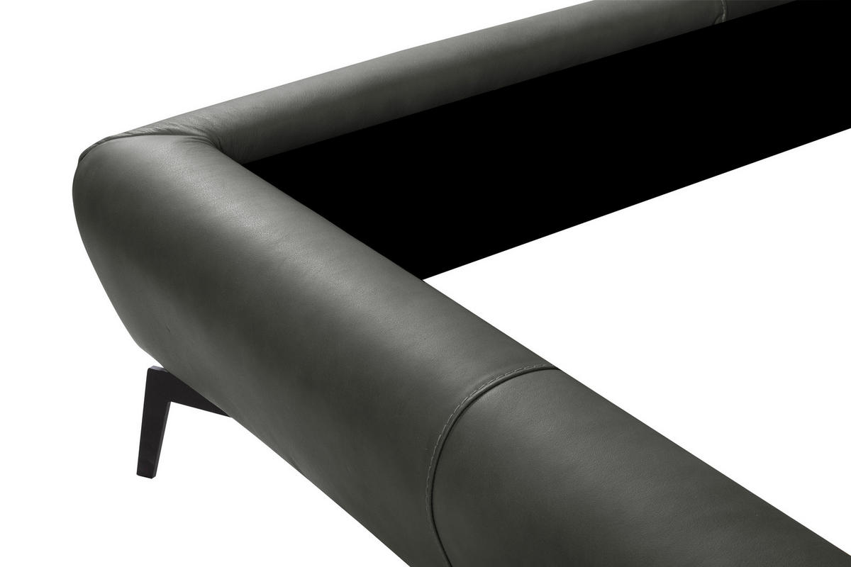 POLSTERBETT gepolstertes Kopfteil Dunkelgrau 180/200 cm  - Dunkelgrau/Schwarz, Design, Leder/Metall (180/200cm) - Esposa