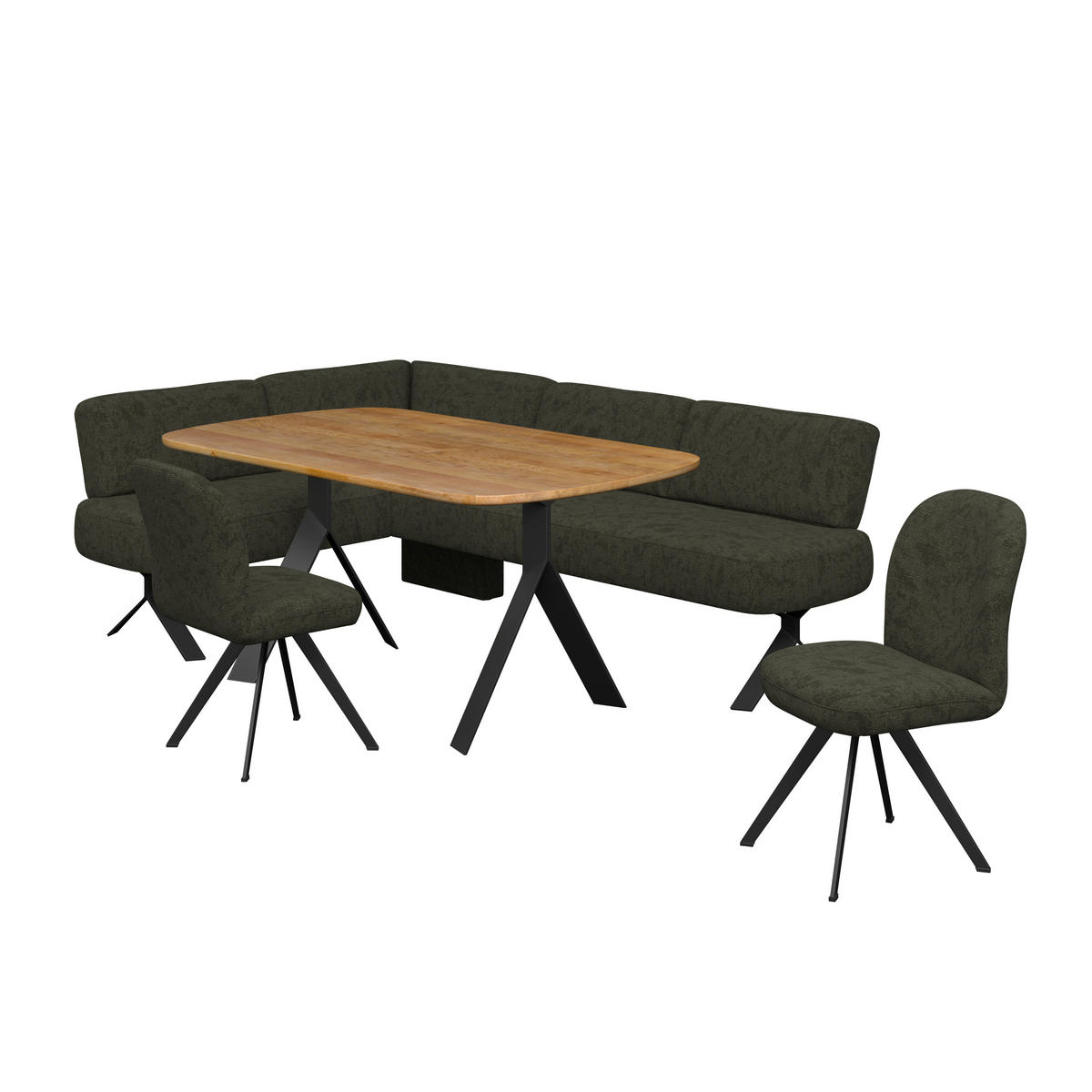 ECKBANK 176/248 cm Webstoff Grün   - Schwarz/Grün, MODERN, Textil/Metall (176/248cm) - Livetastic
